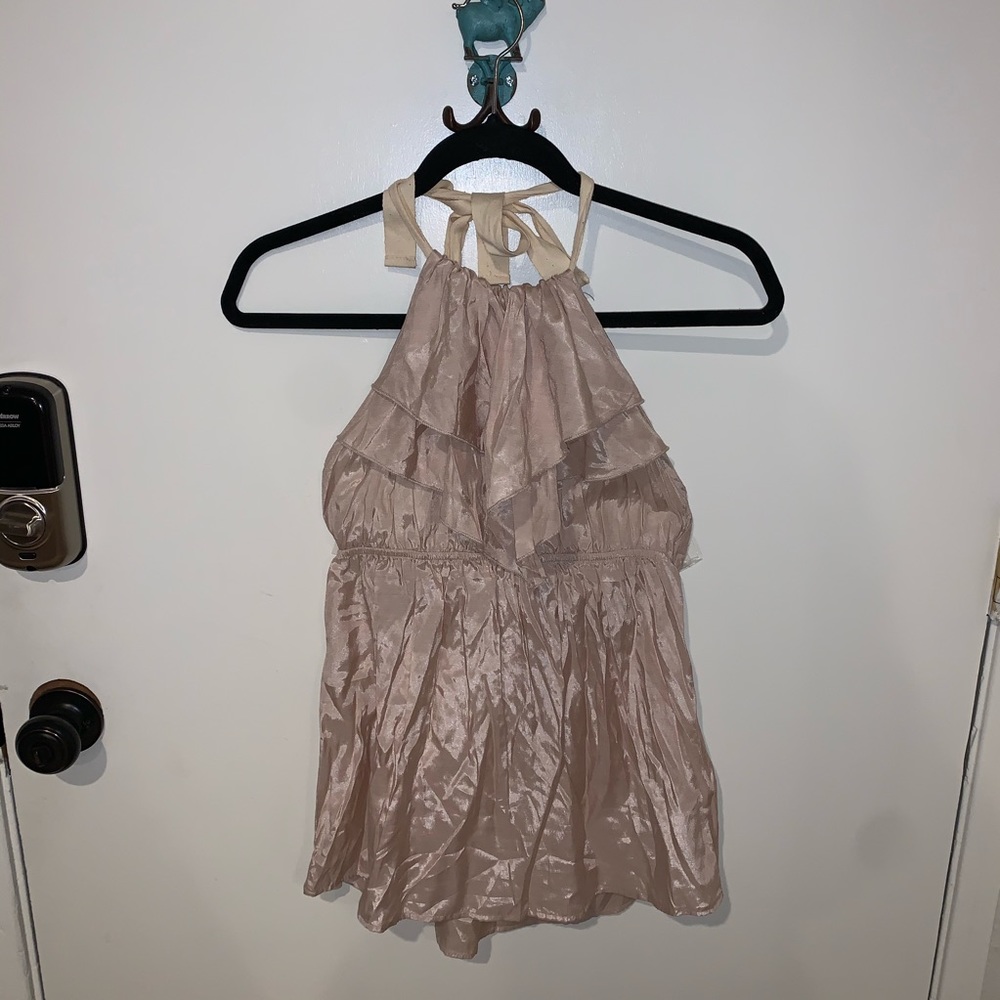 Champagne Flowy Halter Top